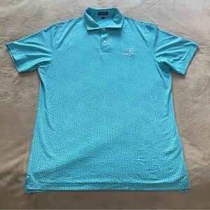 Peter Millar Crown Crafted Polo Shirt L Blue Classic Club Golf Logo Performance
